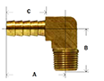 Brass Barstock Hose Barb 90 Degree Diagram
